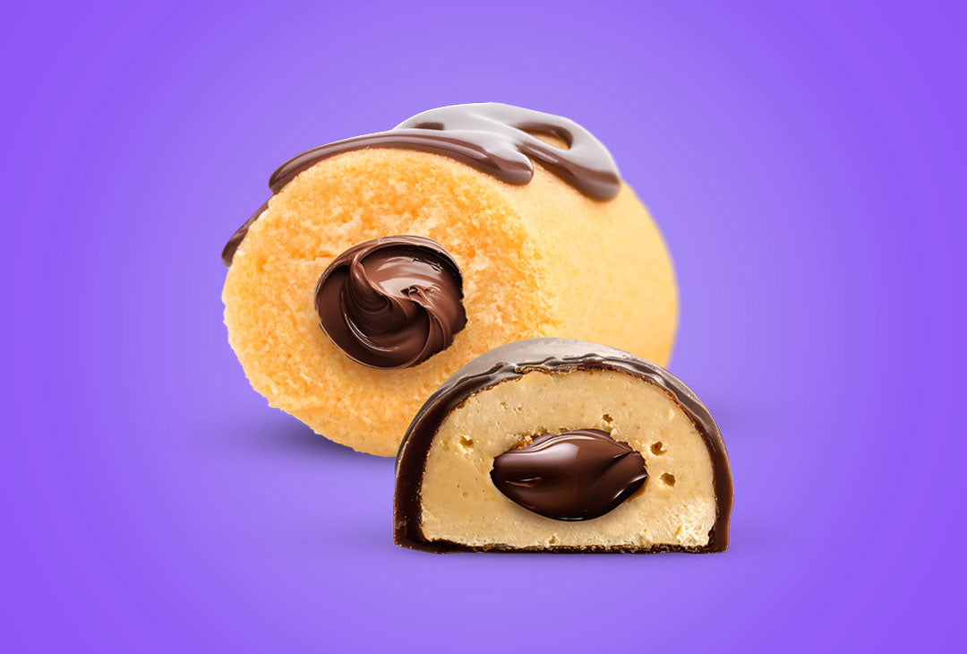 SNCK Choco Shot filling on a purple background